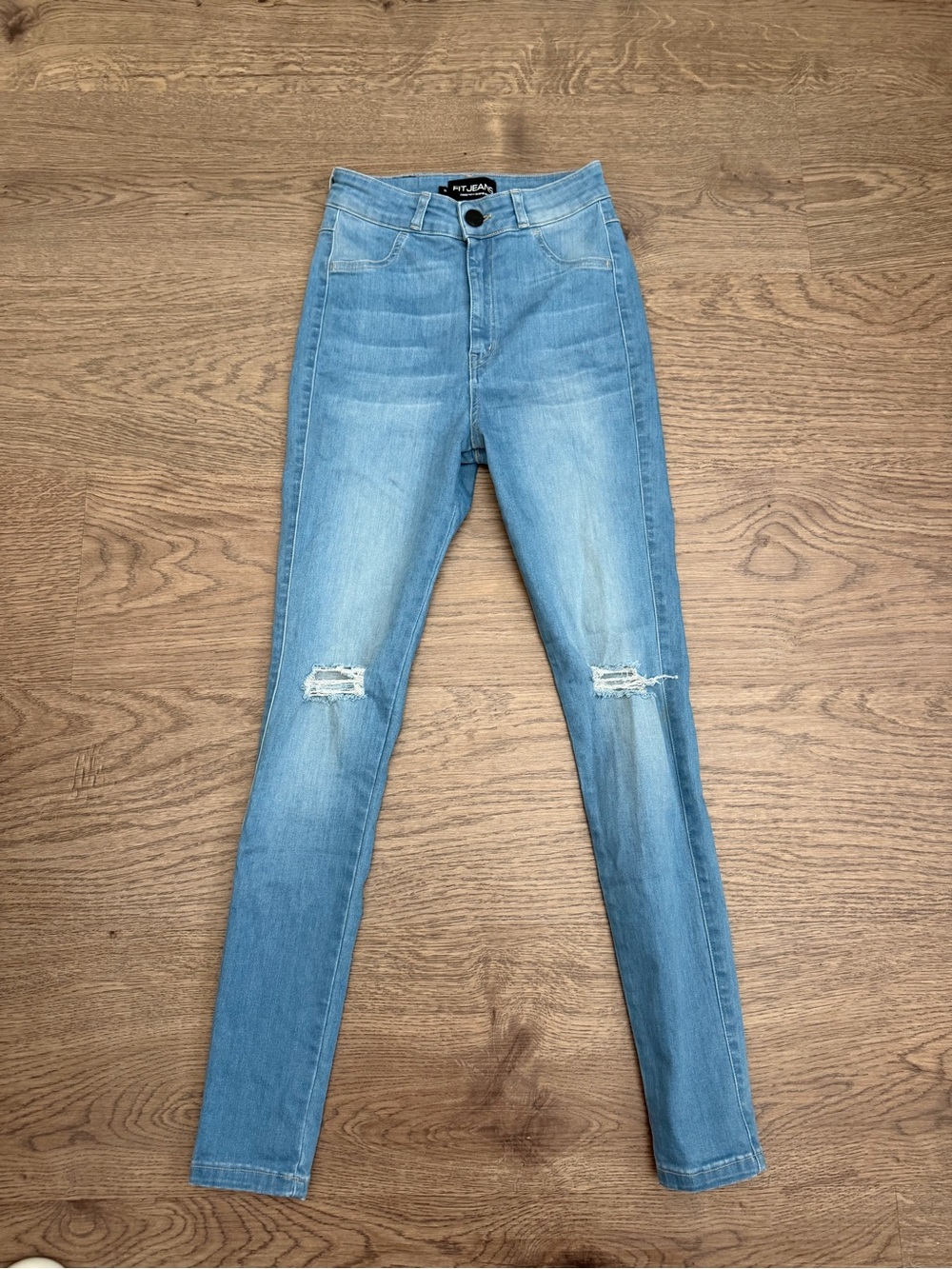 Fitjeans light Blue Distressed High-Rise Skinny Jeans